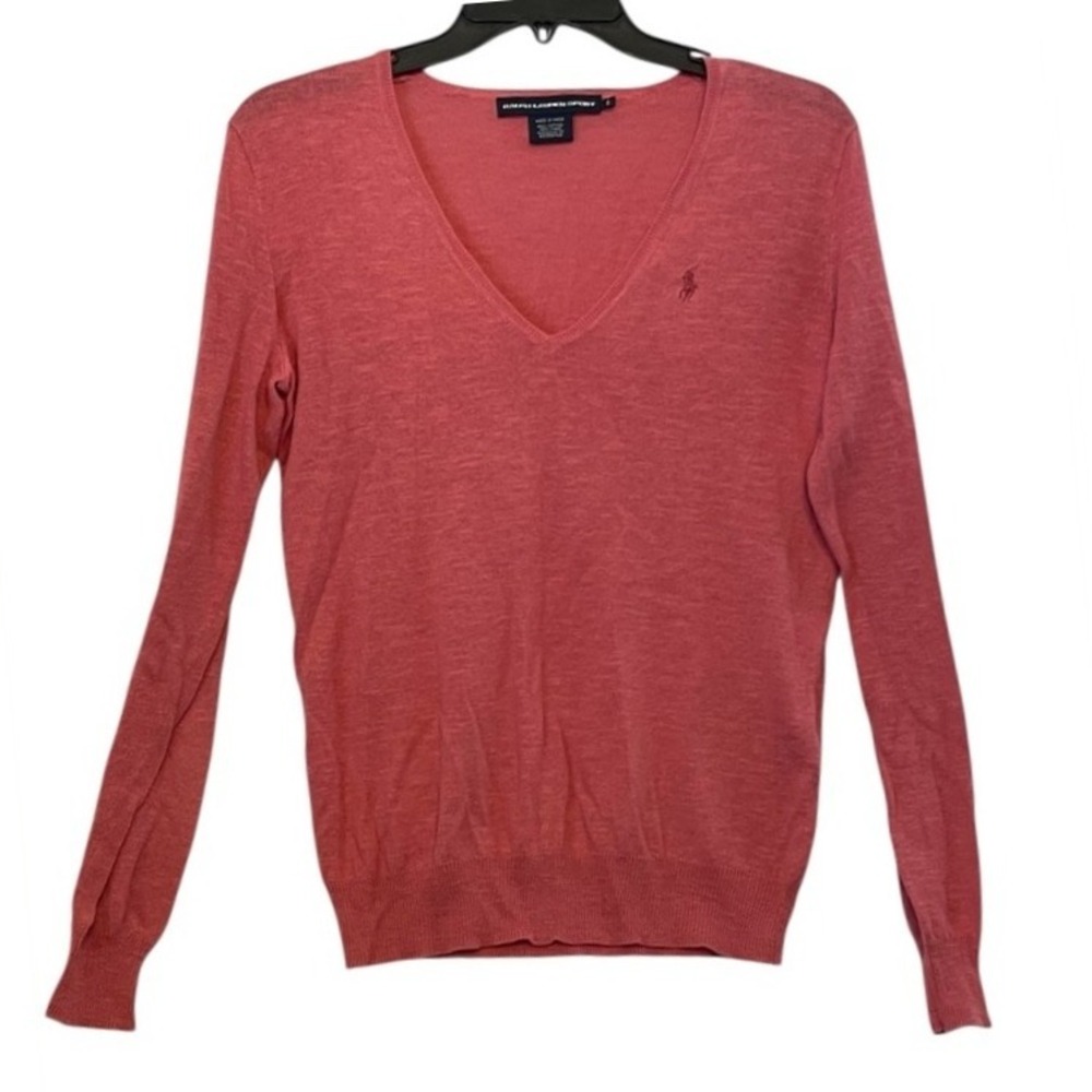 Ralph Lauren Sport Linen Blend Sweater Red Pony‎ Size Small Womens Boyfriend Fit